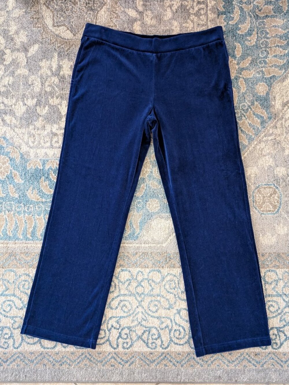 LAUREN RALPH LAUREN Pants Women's XL Track Blue Velour Velvet Pull On Casual